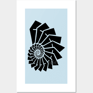 Geometric Nautilus Spiral Swirl Posters and Art